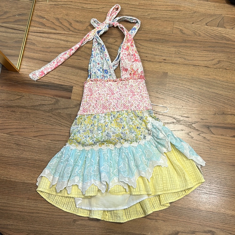 LoveShackFancy NEVER WORN colorful mini dress. Backless. Size XS